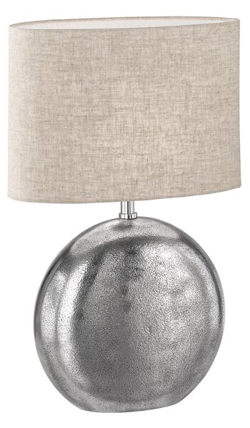 FISCHER & HONSEL Stolna lampa Chambéry, pijesak/nikal, visina 53 cm, lan/metal, Bež, Dnevni boravak/blagovaonica, Tkanina / tekstil