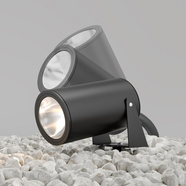 Maytoni LED reflektor s šiljkom za pod Bern, grafit, Ø 13 cm, IP65, Sivo, Aluminij
