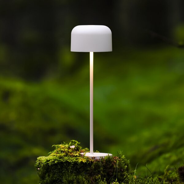 Konstsmide Lille LED punjiva stolna lampa, visina 36 cm, bijela, IP54, USB, prigušiva, Bijela, Dnevni boravak/blagovaonica, Aluminij