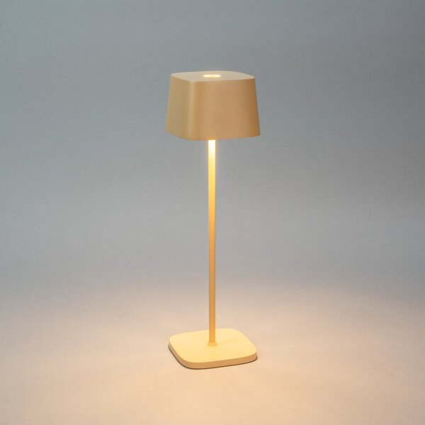 Konstsmide Capri LED stolna lampa na baterije, visina 36 cm, boje pijeska, IP54, prigušiva, Bež, Dnevni boravak/blagovaonica, Metal