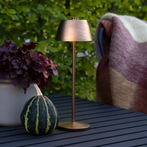 Konstsmide Eze LED punjiva stolna lampa, mat bakar, 32 cm, IP54, USB, prigušiva, Bakar, Dnevni boravak/blagovaonica, Aluminij