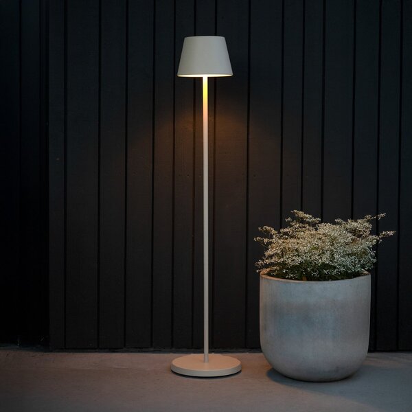 Konstsmide Pomezia LED punjiva podna lampa, boje pijeska, 124 cm, IP54, USB, prigušiva, Bež, Dnevni boravak/blagovaonica, Aluminij