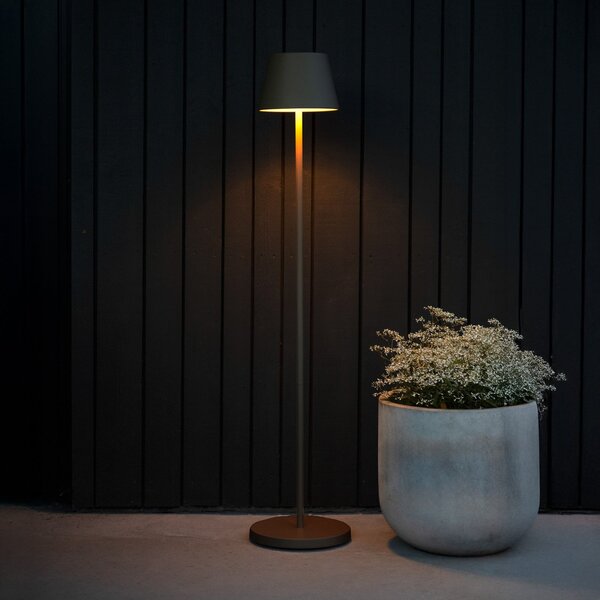 Konstsmide Pomezia LED punjiva podna lampa, crna, 124 cm, IP54, USB, prigušiva, Crno, Dnevni boravak/blagovaonica, Aluminij