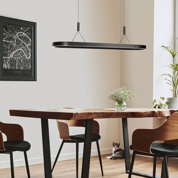 Steinhauer Mykty LED viseća lampa, crna, duljina 120 cm, metalna, 2 žarulje., prigušiva, Crno, Dnevni boravak/blagovaonica, Metal