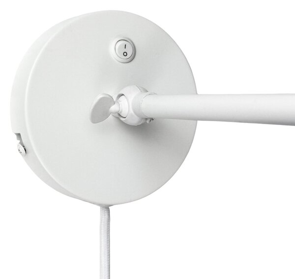 Dyberg Larsen Futura zidna svjetiljka, bijela, 15W, kabel, metal, Bijela, Dnevni boravak/blagovaonica, Metal