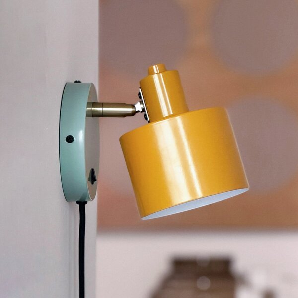 Dyberg Larsen Zidna lampa Ocean, curry/tirkizna, projekcija 21 cm, Žuta, Dnevni boravak/blagovaonica, Metal