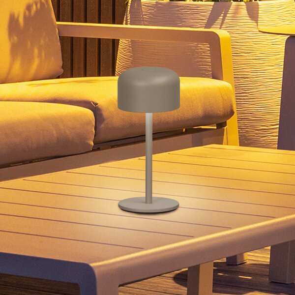 FH Lighting Finley LED punjiva stolna lampa, sivo-smeđa, visina 22 cm, metalna, IP54, prigušiva, Smeđa / hrđa, Metal