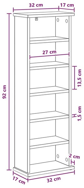 CD ormar Crni hrast 60 x 17 x 92 cm Konstruirano drvo - Crni hrast 1 60 x 17 x 92 cm