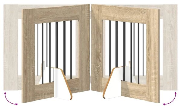 Preklopna vrata za pse s postoljem 4 kom. Hrast sonoma 241 cm - Hrast sonoma 60 x 60 cm 4