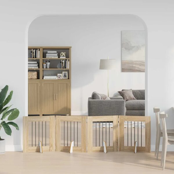 Preklopna vrata za pse s postoljem 4 kom. Hrast sonoma 241 cm - Hrast sonoma 60 x 60 cm 4