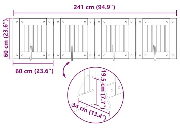 Preklopna vrata za pse s postoljem 4 kom. Hrast sonoma 241 cm - Hrast sonoma 60 x 60 cm 4