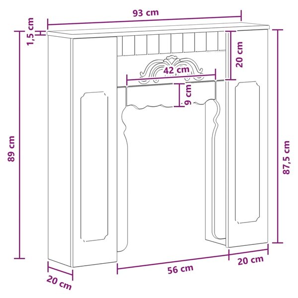Okvir za kamin Hrast sonoma 93 x 20 x 89 cm Konstruirano drvo - Hrast sonoma