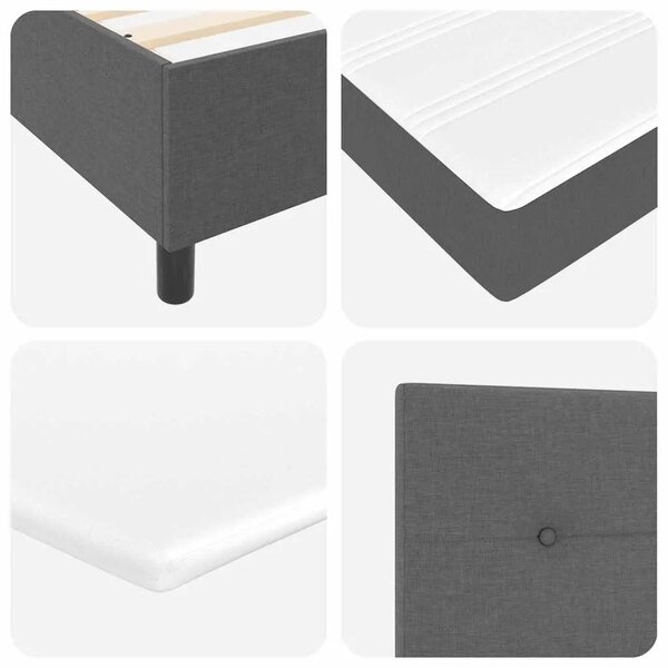 Box spring krevet Tamno siva 200 x 200 cm tkanina - Tamno siva 200 x 200 cm Prošiveno gumbima