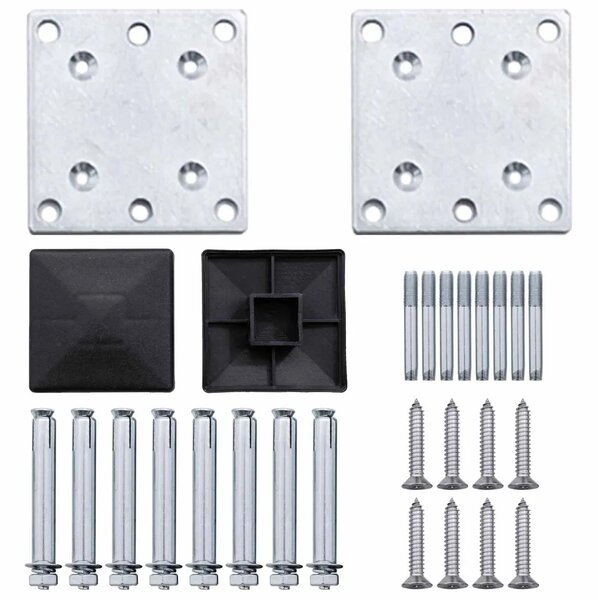 Set ograde 10 kom. 1657 x 186 cm WPC i aluminij Siva - Siva 9 sekcija + 1 koso postavljen dio (tamnosivi stup)
