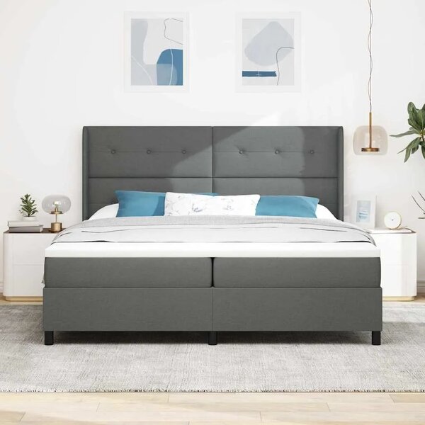 Box spring krevet Tamno siva 200 x 200 cm tkanina - Tamno siva 200 x 200 cm Prošiveno gumbima