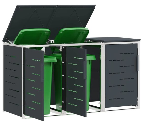 Skladište za kanta za smeće for 3 Bins 240L Nehrđajući čelik - Antracit 3