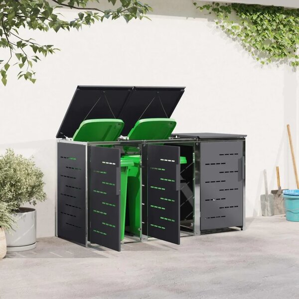 Skladište za kanta za smeće for 3 Bins 240L Nehrđajući čelik - Antracit 3