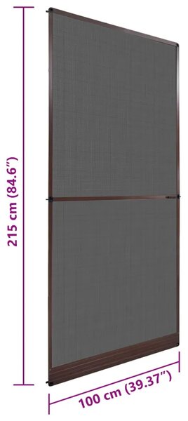 Zaslon za insekte s čepom Smeđa i crna 100 x 215 cm - Smeđa 100 x 215 cm