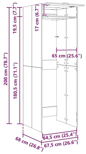 Ormar za perilicu rublja Crni hrast 67 5 x 68 x 200 cm - Crni hrast