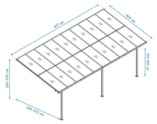 Westmann - Aluminijska nadstrešnica za terasu Bruce 6m | Crna | 300x617x270 cm - BRANDED IN GERMANY