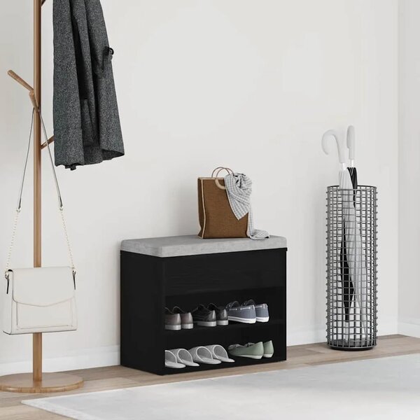 Klupa za cipele 60 x 30 x 45 cm Konstruirano drvo Crni hrast - Crni hrast 60 x 30 x 45 cm