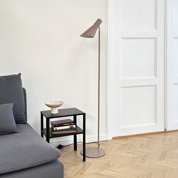 Dyberg Larsen podna lampa DL12, bež/mesing, 139 cm, metal, Bež, Dnevni boravak/blagovaonica, Metal