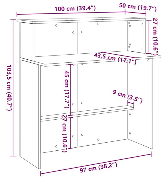 Recepcijski stol 100x50x103 5 cm od konstruiranog drva - Hrast artisan