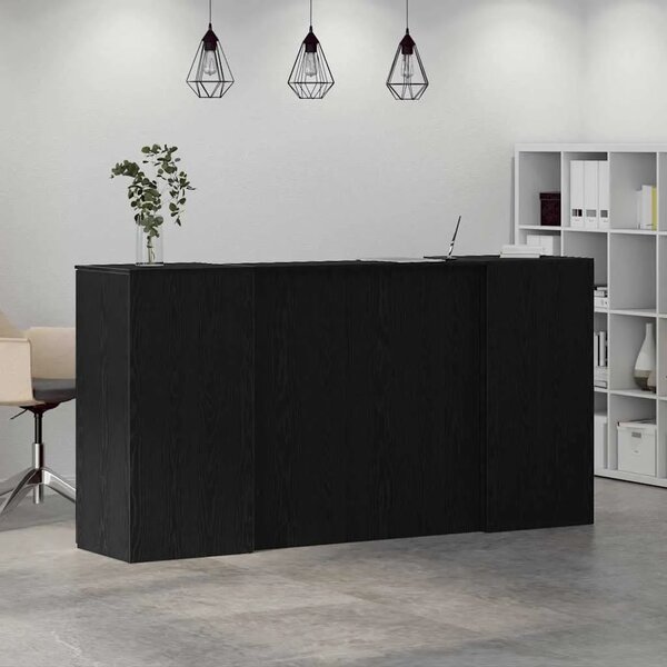 Recepcijski stol crni hrast 200x50x103 5 cm konstruiranog drva - Crna 200 x 50 x 103.5 cm