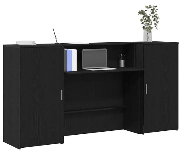 Recepcijski stol crni hrast 200x50x103 5 cm konstruiranog drva - Crna 200 x 50 x 103.5 cm