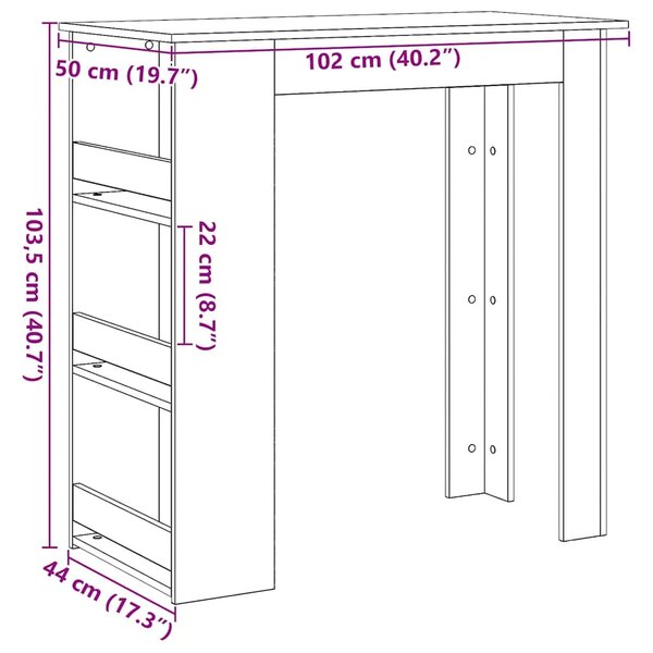 Barski stol sa policom za odlaganje crni hrast 102x50x103 5 cm - Crni hrast