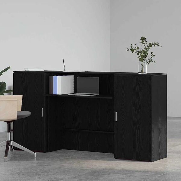 Recepcijski stol crni hrast 200x50x103 5 cm konstruiranog drva - Crna 200 x 50 x 103.5 cm