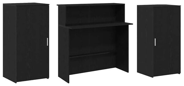 Recepcijski stol crni hrast 200x50x103 5 cm konstruiranog drva - Crna 200 x 50 x 103.5 cm