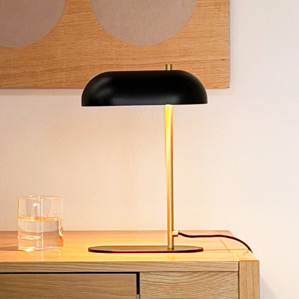 Dyberg Larsen Mini Arch stolna lampa, crna/mesing, 32 cm, Crno, Dnevni boravak/blagovaonica, Metal