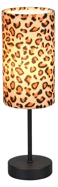 Reality Leuchten Stolna lampa Pardina, smeđa s pjegama/crna, visina 37 cm, metalna, Smeđa / hrđa, Dnevni boravak/blagovaonica, Metal