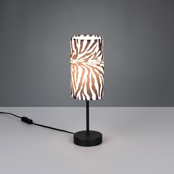 Reality Leuchten Stolna lampa Zebara, crno-bijela, visina 37 cm, metalna, Crno, Dnevni boravak/blagovaonica, Metal