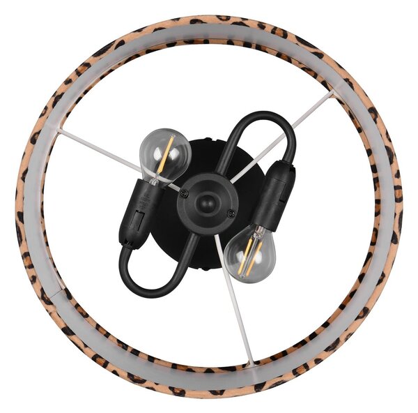 Reality Leuchten Stropna lampa Pardina, smeđa s pjegama/crna, metalna, Ø 30 cm, prigušiva, Smeđa / hrđa, Dnevni boravak/blagovaonica, Metal