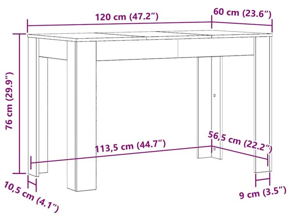 Blagovaonski stol staro drvo 120x60x76 cm konstruirano drvo - Staro drvo