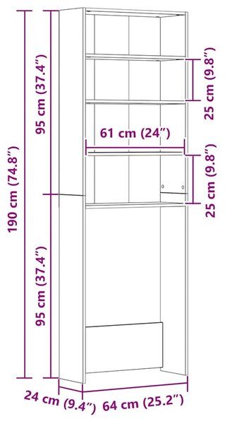 Ormar za perilicu rublja staro drvo 64x24x190 cm - Staro drvo