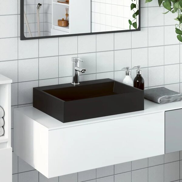 Lavabo - Umivaonik od lijevanih minerala i mramora 50x38x11 cm mat crni - Crna 50 x 38 x 11 cm