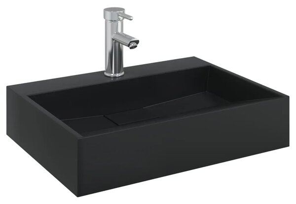Lavabo - Umivaonik od lijevanih minerala i mramora 50x38x11 cm mat crni - Crna 50 x 38 x 11 cm