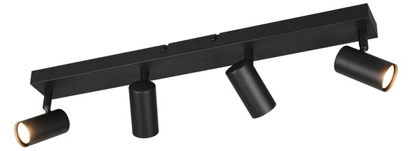 Reality Leuchten Taryn reflektor, mat crni, duljine 62 cm, 4 žarulje, Mini-GU10, prigušiva, Crno, Dnevni boravak/blagovaonica, Metal, Strop polukružni s prostorom