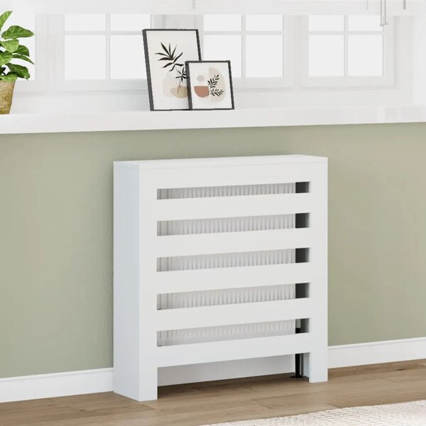 Pokrivač radijatora Bijela 78 x 20 x 82 cm Konstruirano drvo - Bijela 78 x 20 x 82 cm vodoravne letvice