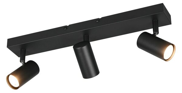 Reality Leuchten Taryn reflektor, mat crna, duljine 45 cm, 3 žarulje, Mini-GU10, prigušiva, Crno, Dnevni boravak/blagovaonica, Metal, Strop polukružni s prostorom