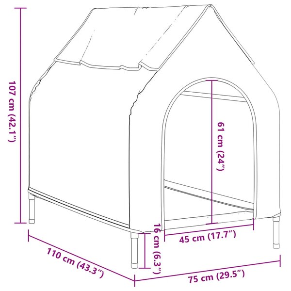 Kućica za pse svjetlosiva od tkanine Oxford i čelika - 110 x 75 x 107 cm Svjetlosiva