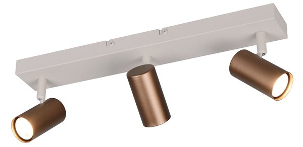 Reality Leuchten Taryn reflektor, smeđi, duljine 45 cm, 3 žarulje, Mini-GU10, prigušiva, Smeđa / hrđa, Dnevni boravak/blagovaonica, Metal, Strop polukružni s prostorom