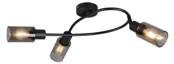 Reality Leuchten Mars reflektor, duljine 45 cm, mat crne boje, 3 žarulje, metalni E14, prigušiva, Crno, Dnevni boravak/blagovaonica, Metal, Strop polukružni s prostorom