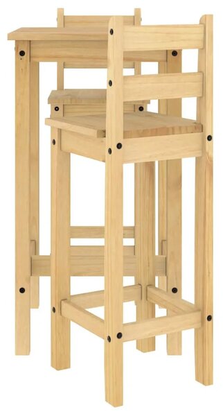 Stol i stolice - 3-dijelni barski set od masivne borovine - Smeđa 57 cm Barski stol + 2 x barska stolica