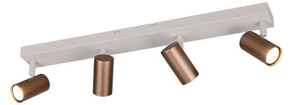 Reality Leuchten Taryn reflektor, smeđi, duljine 62 cm, 4 žarulje, Mini-GU10, prigušiva, Smeđa / hrđa, Dnevni boravak/blagovaonica, Metal, Strop polukružni s prostorom