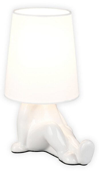 Reality Leuchten Stolna lampa Huma, bijela, visina 25 cm, tekstil/keramika, E14, Bijela, Dnevni boravak/blagovaonica, Keramika