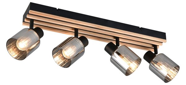 Reality Leuchten Travia reflektor, duljine 65 cm, 4 žarulje, crna/dimno siva, prigušiva, Crno, Dnevni boravak/blagovaonica, Metal, Strop polukružni s prostorom